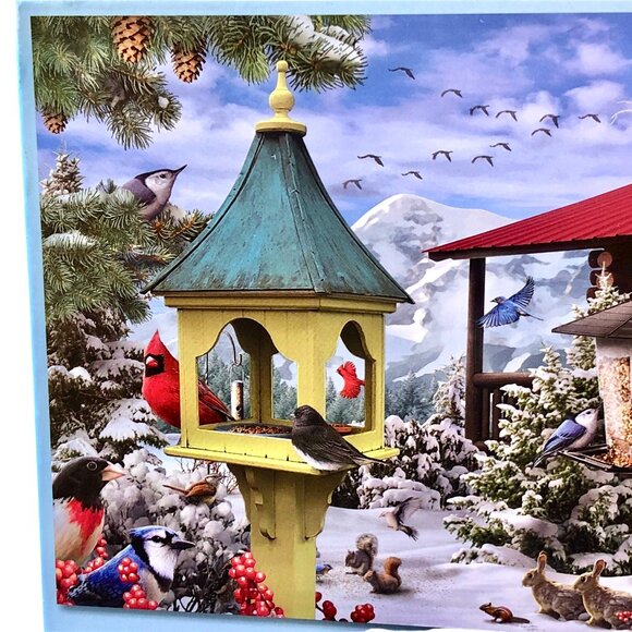 Bits And Pieces FEEDING FRENZY 300 Large Shaped Piece Puzzle Jigsaw Winter BIRDS - Picture 6 of 11